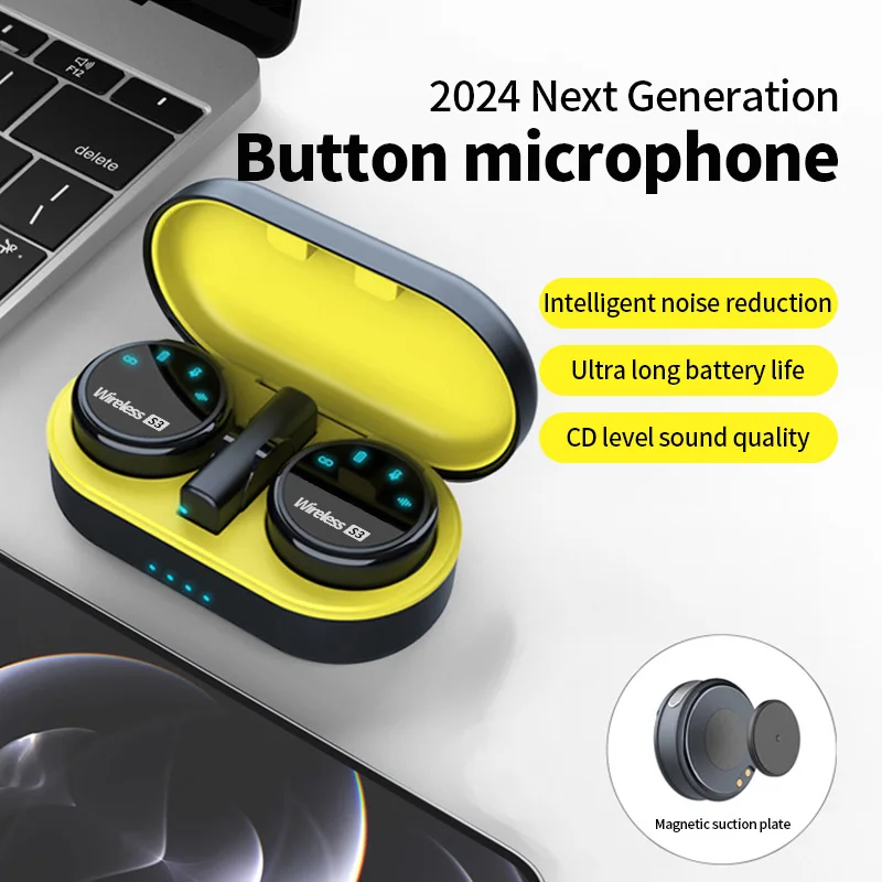 Microfono wireless S3 con custodia di ricarica Microfono lavaliere magnetico portatile per microfono di registrazione video con ricevitore per smartphone