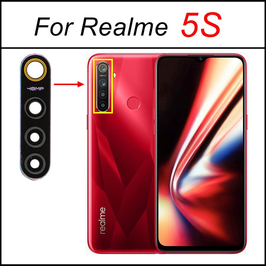 Tylna kamera szklana osłona obiektywu dla Realme 3 5 6 7 Pro globalnego 5i 5S 6i 7i Realme 8 5G główna kamera szkło wymiana + klej: Realme 5S