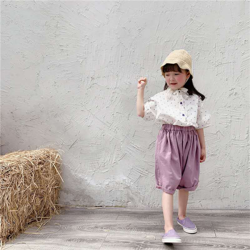 Children's clothing summer products girls Korean summer dress wavelet cotton short-sleeved shirt