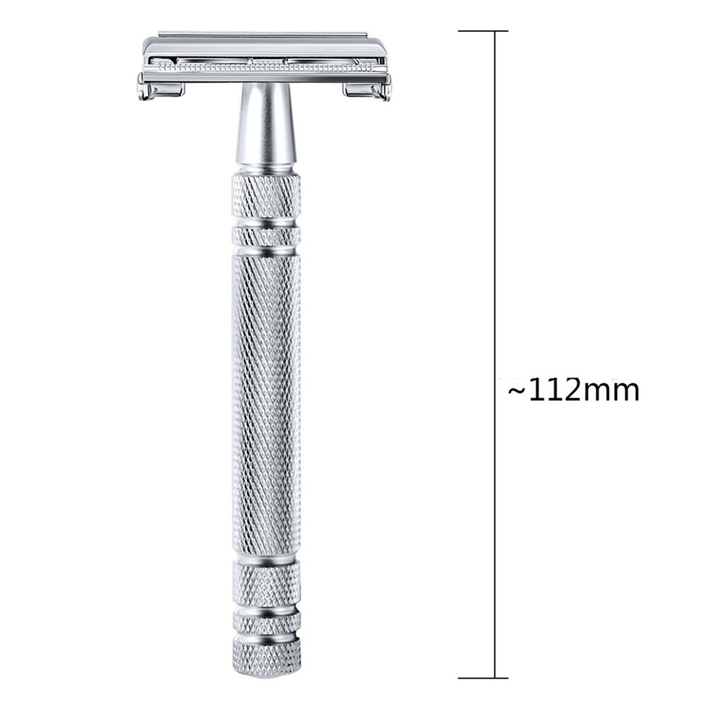 Säkerhetsrakhyvel i rostfritt stål ögonbrynshyvel manuellt rakverktyg klassisk rakhyvel halkfritt långt handtag manuell rakhyvel