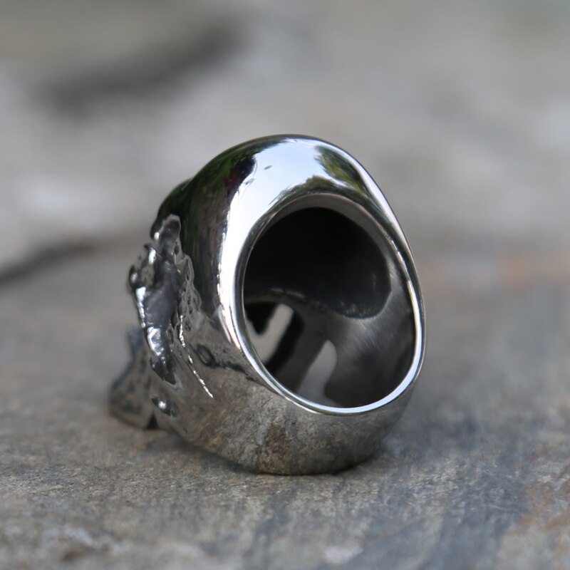 Anillos de calavera de vampiro pulido para hombre y niño, joyería gótica Punk de Metal pesado, acero inoxidable, tamaño 7-15