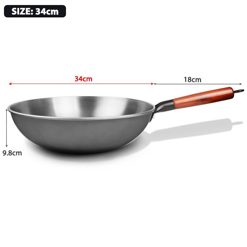Traditional Handmade Forging Wok Induction Available Durable Iron Woks Non-Stick No Coating Wok: 34