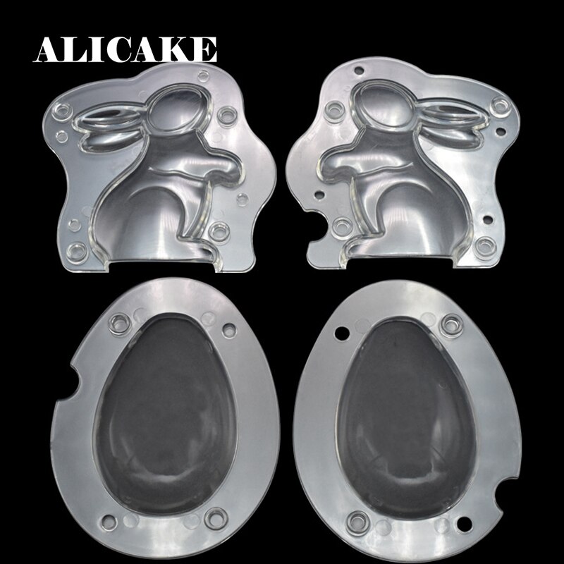 3D Polycarbonaat Chocolade Mallen Happy Easter Egg Konijn Chocolade Mallen Plastic Bakken Gebak Bakkerij Festival Bakvormen Gereedschap
