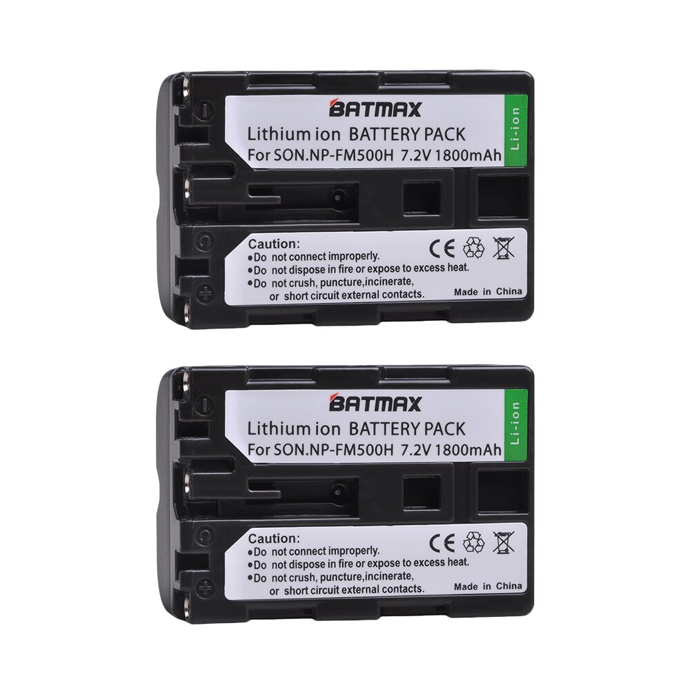 Batmax np -fm500h fm500h batteri+led usb dobbelt oplader med type c port til sony alpha  a58 dslr -a350 a 300/a350/a450/a500/a550: 2 batterier
