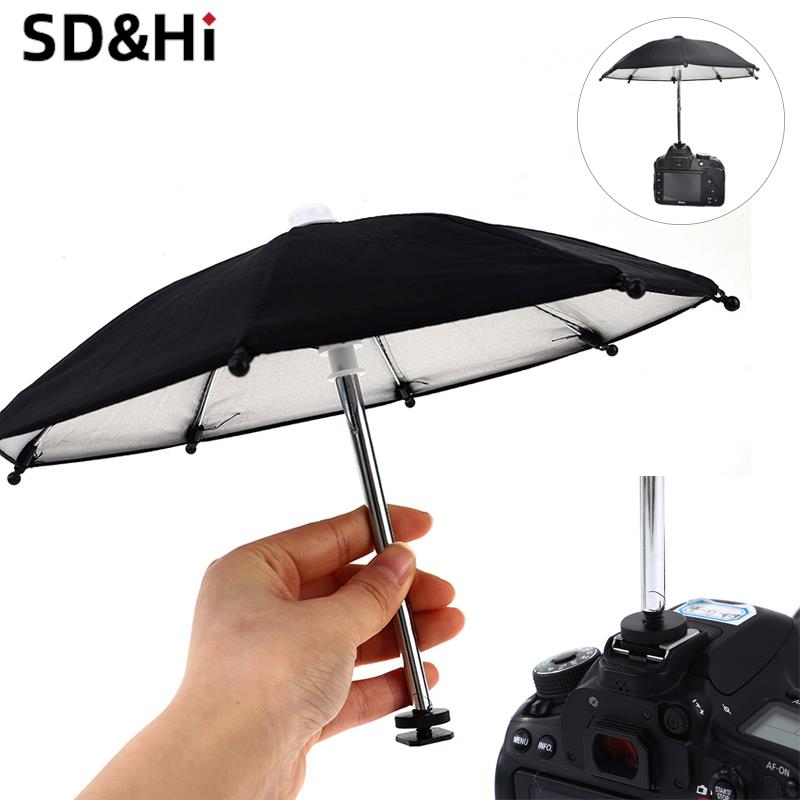 1PC Schwarz Dslr Kamera Regenschirm Sonnenschirm Regnerischen Halter Für Allgemeine Kamera Foto Kamera Regenschirm Zubehör
