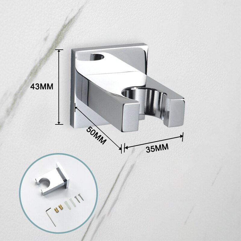Handheld Shower Head Water Saving Chrome Plating Bathroom Rainfall Brass Square High Pressure Hand Shower Head Sprayer Holder