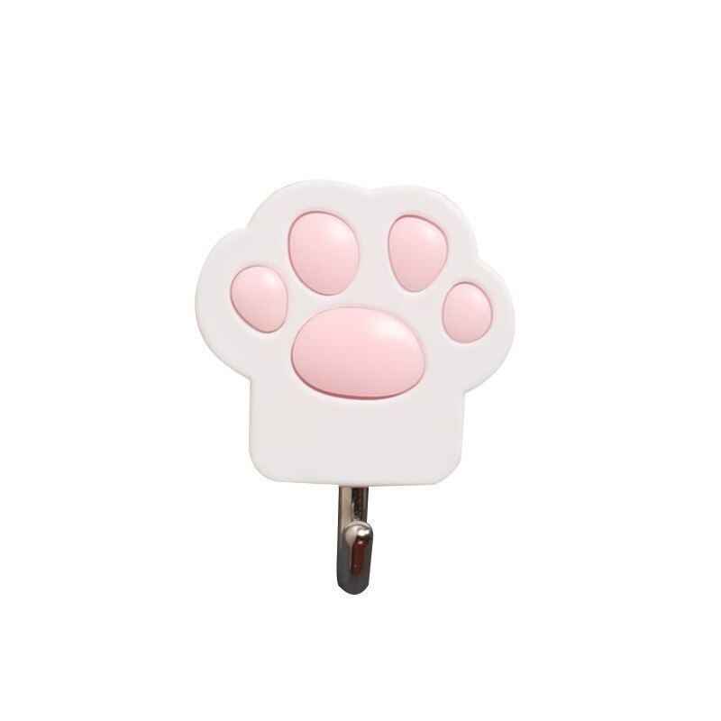 1Pcs Kat-Poot Vorm Wall Mount Hangers Sleutelhouder Zelfklevende Haak Jas Kleerhanger Handdoek Houder Thuis organizer Haken: WHITE