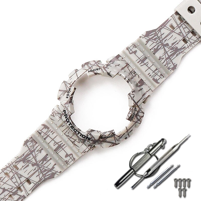 Camouflage résine bracelet montre pour hommes accessoires broche boucle sangle étui pour Casio CASIO G-SHOCK GD120GD100GA110GA100 hommes bracelet de montre: Crack ash
