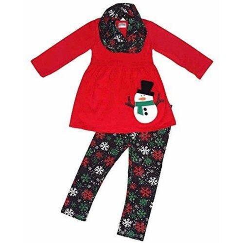 3pcs Kids Baby Girl Christmas Snowman Clothes Romper Dress+Pants Outfits UK