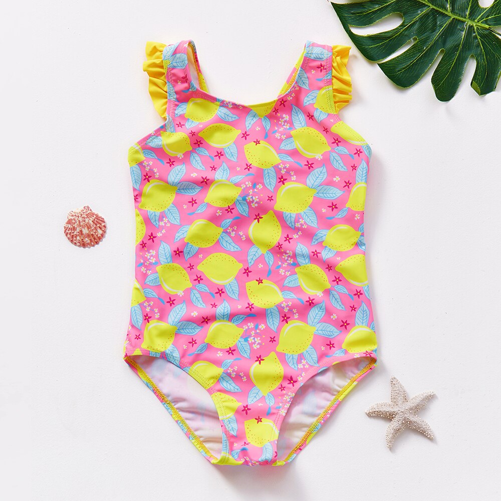 1~9Y Toddler Baby Girls Swimwear fruit print Girls Swimsuit one piece Children Swimwear Girls Swimming outfit Beach wear: 3-4Years