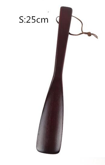 ETya 1 pièces femmes hommes en bois corne à chaussures Portable Flexible cuillère forme pratique porter poignée chausse-pied: S 25cm