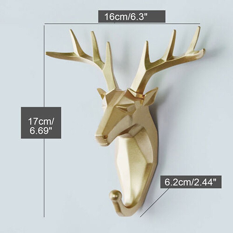 Colgador de pared de cabeza de Animal de estilo nórdico, Perchero de ciervo, rinoceronte, gancho para ropa, soporte para llaves, decoración del hogar de resina, 1 unidad: A1
