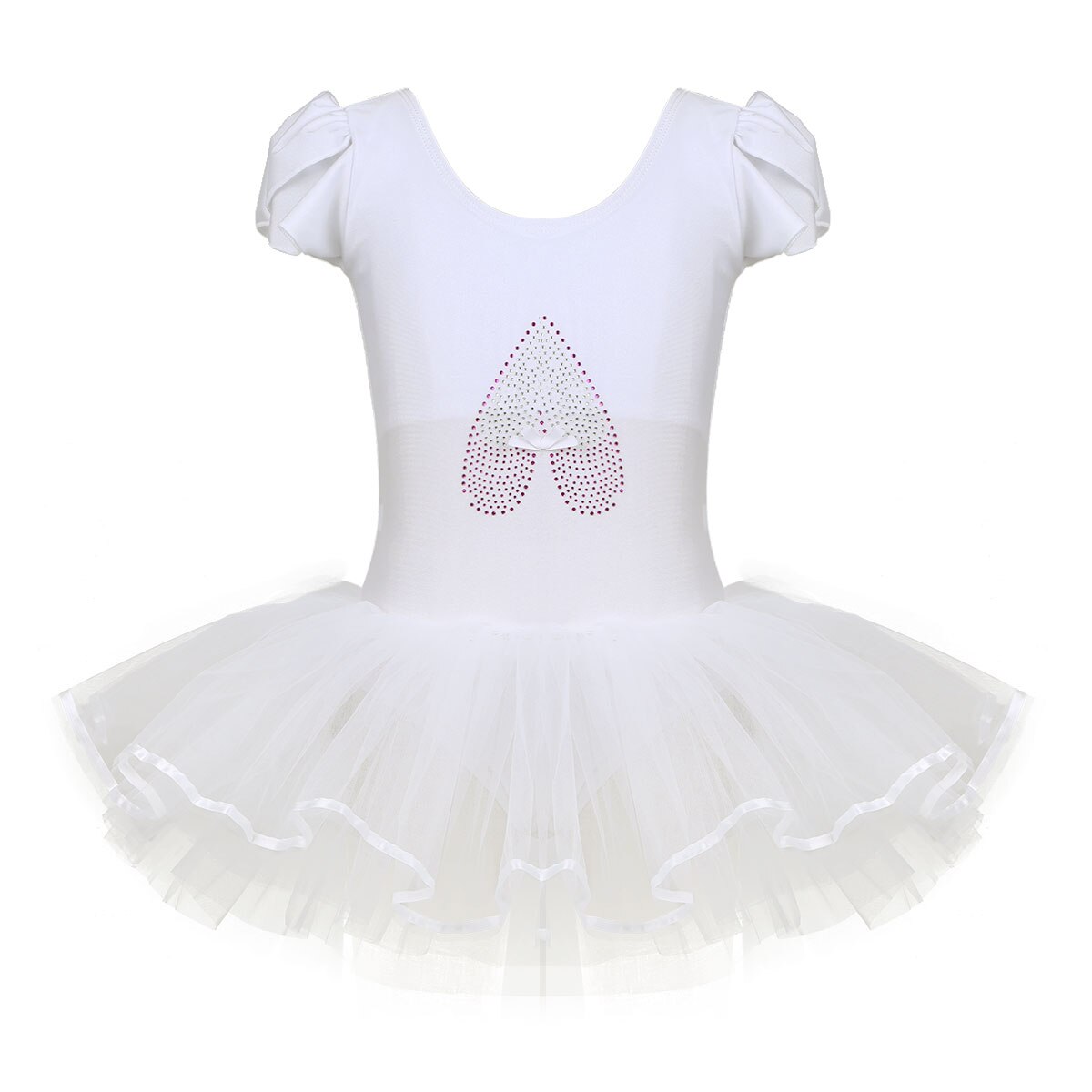 IIXPIN Girls Ballet Tutus Fairy Dance Ruffled Cap Sleeves Sequined Ballerina Shoe Ballet Dance Gymnastics Leotard Tutu Dress: Ivory / XL
