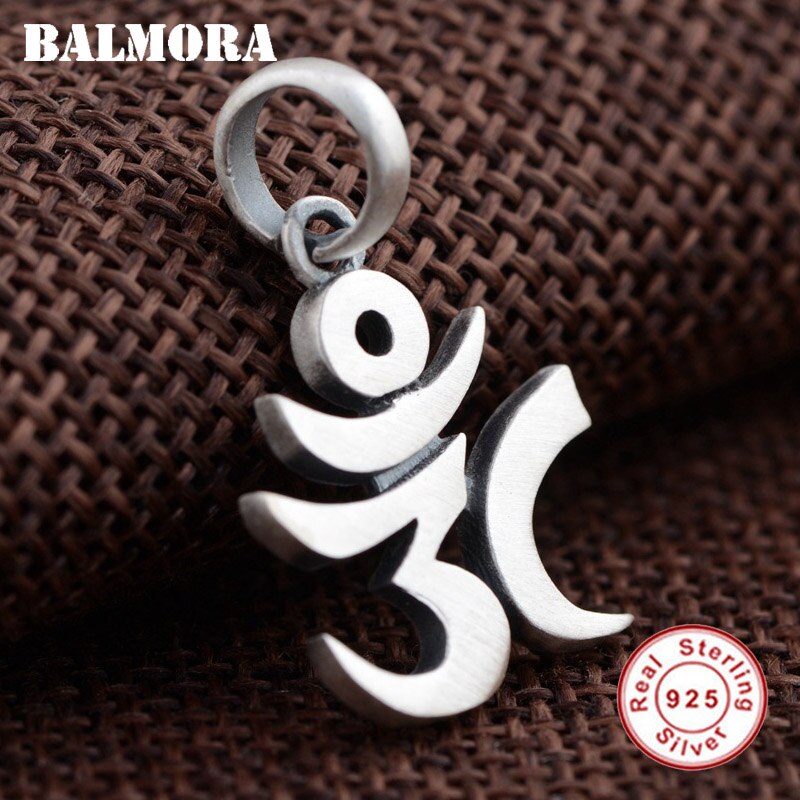 Balmora 100% Echt 925 Sterling Zilver Retro Zes-Woord Mantra Bedels Hangers Voor Vrouwen Mannen Mode Karakter Hanger Sieraden ift