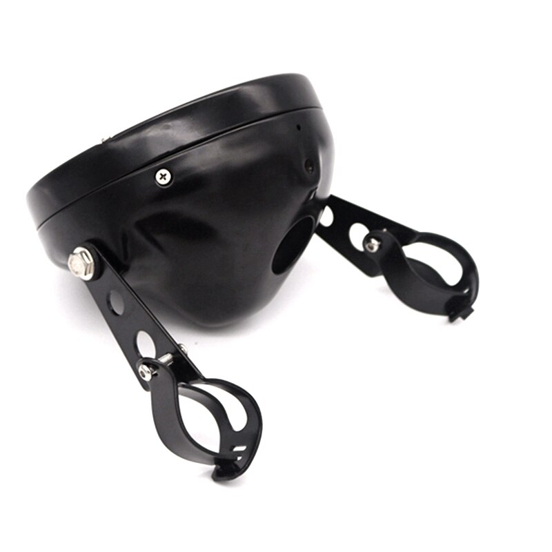 7 inch LED Headlight Moto H4 Projector DRL Halo Headlamp with 7 inch black Housing bucket Motorcycle Accessories: Black housing