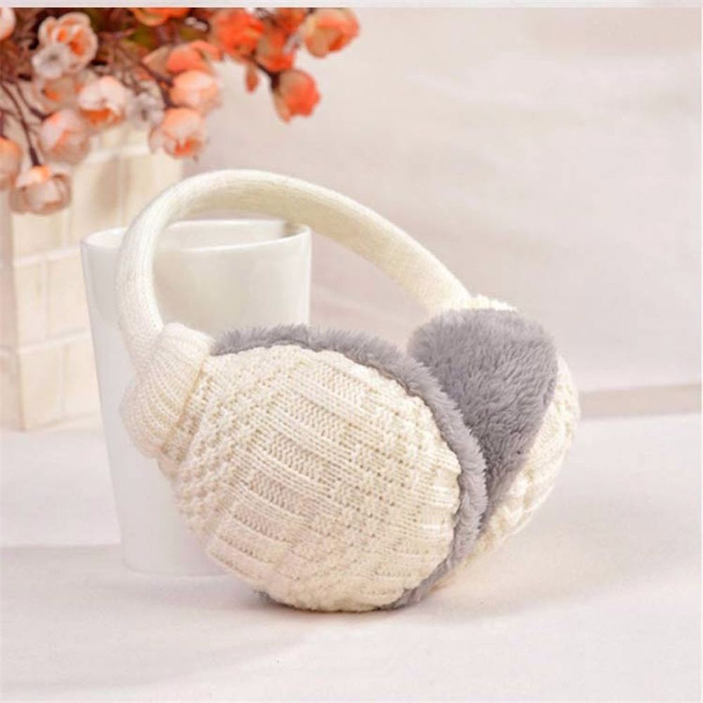Winter Knitted Detachable Warm Earmuffs Knitted Children Ear Muffs Ear Warmers: White