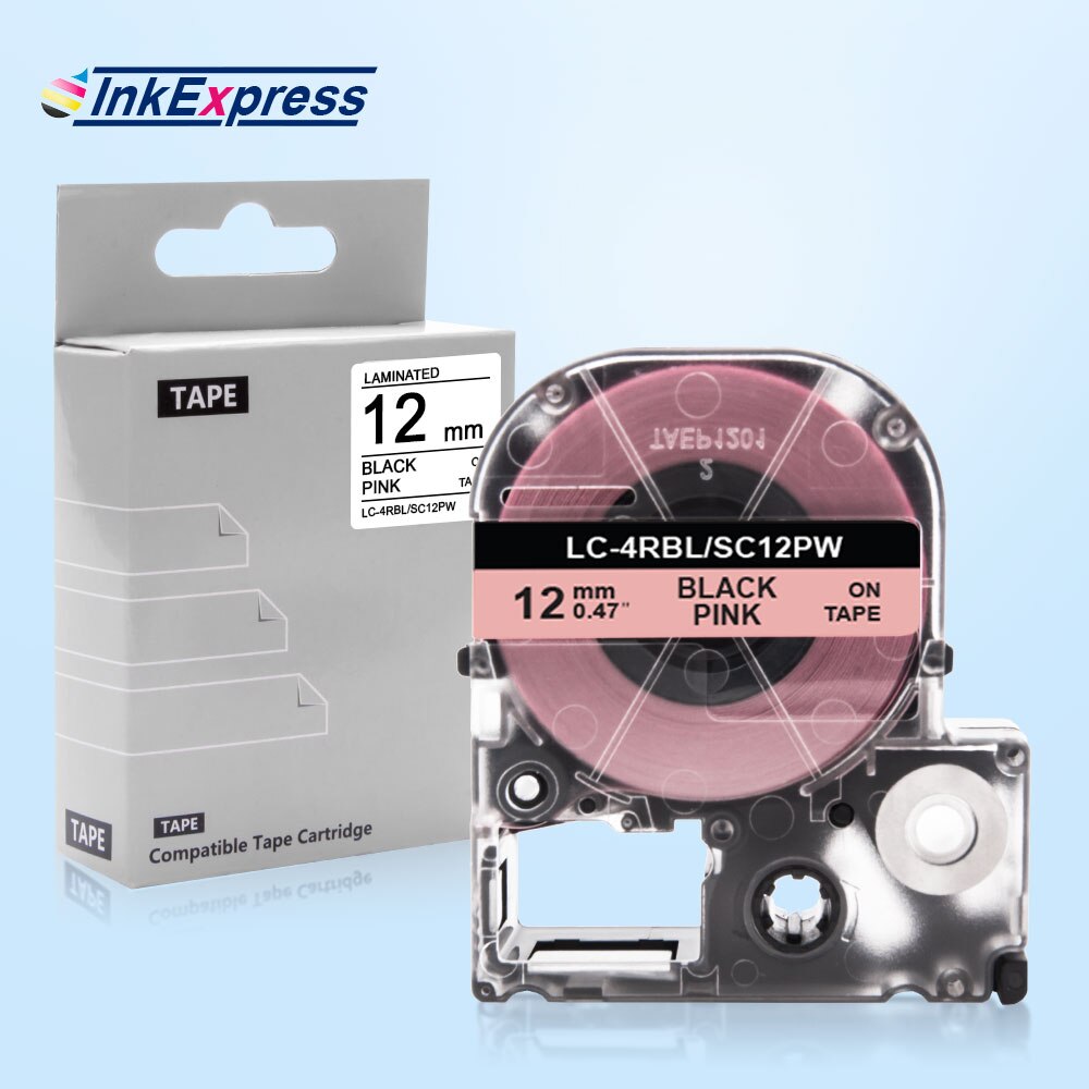 12mm taśma do projektora Epson król Jim SS12KW SC12RW SC12YW SC12BW SC12GW ST12KW taśma z etykietami LC-4WBN wstążki drukarki dla Epson drukarka do etykiet: Black on Pink