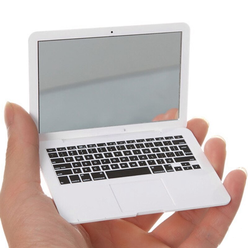 Cute Makeup Mini Pocket Laptop Style Clear Glass Women Cosmetic Beauty Mirror Notebook Form Makeup Mirror Book