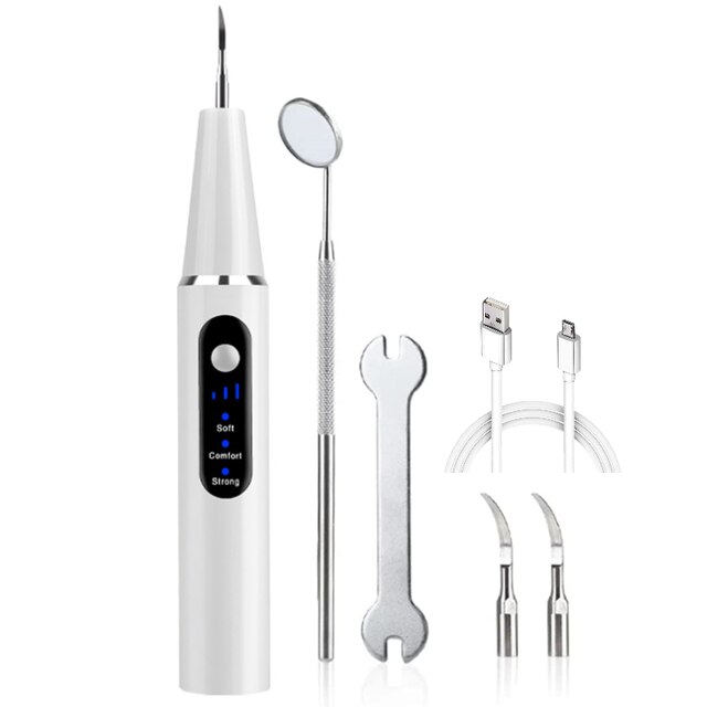 Détartreur dentaire électrique Ultra sonique pour la maison, appareil Portable pour enlever le tartre, les tâches de fumée, la Plaque dentaire: White