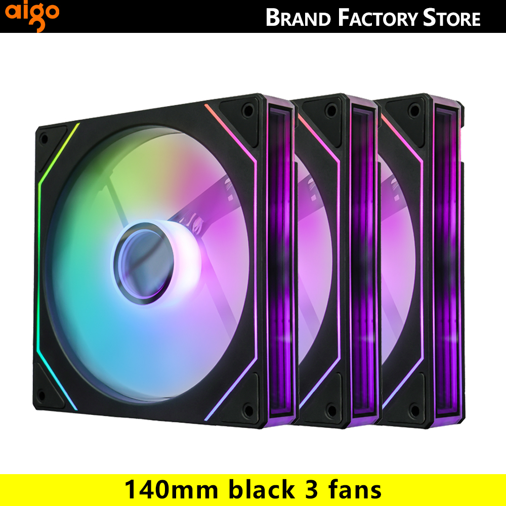 Aigo AS14 140mm Fan Argb Pc Case Ventiladores 4PIN PWM 5V-3PIN Cpu Waterkoeler Gabinete Gamer Cooling Kit Fans Rgb Ventilador: WHITE