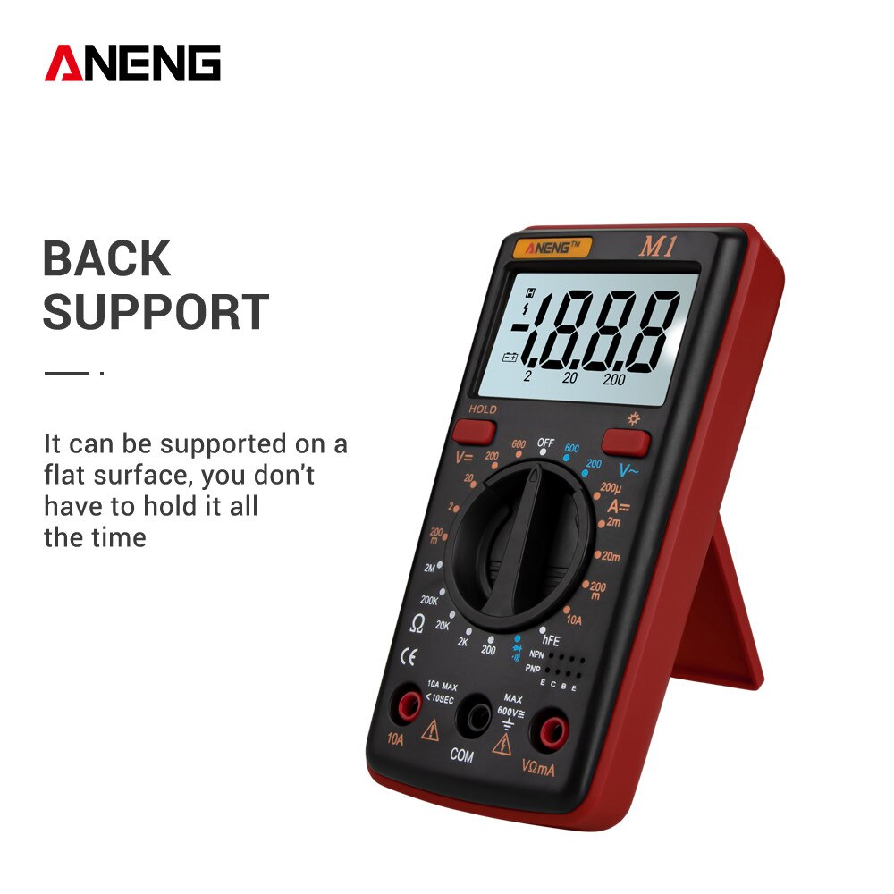 Draagbare aeng  m1 digitale multimeter lcd-achtergrondverlichting, hoge precisie ac/dc-spanning, stroom, weerstand, transistor, continuïteitstester: Rood