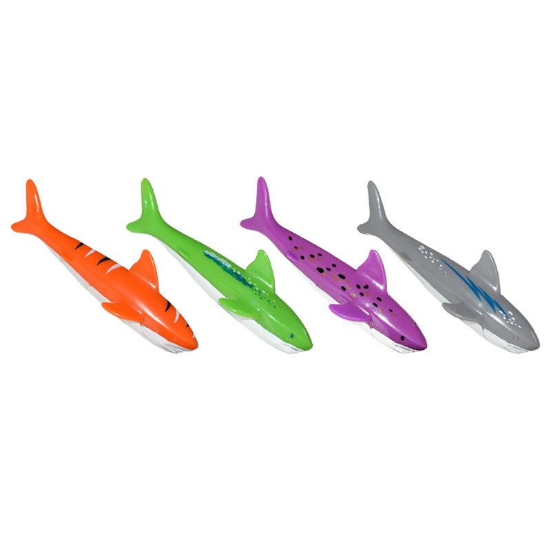 Shark Rocket Throwing Toy Pool Game Toy Seaweed Grass Swimming Pool Summer Beach Sticks Diver Toys For Children: 4pcs Shark