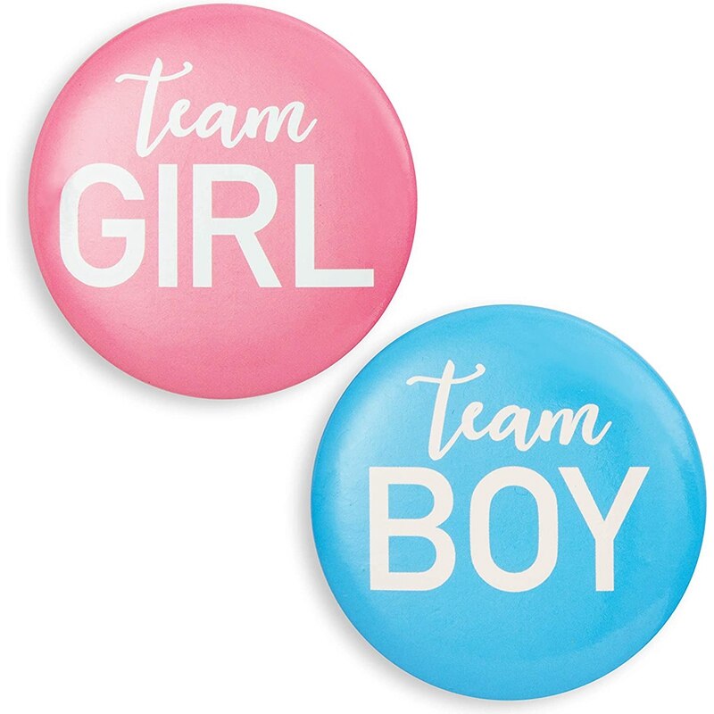 Könsavslöjande knappnål -24 delar pin up badge tillbehör för tjejer eller lagpojkar, baby shower tillbehör, festfavoriter