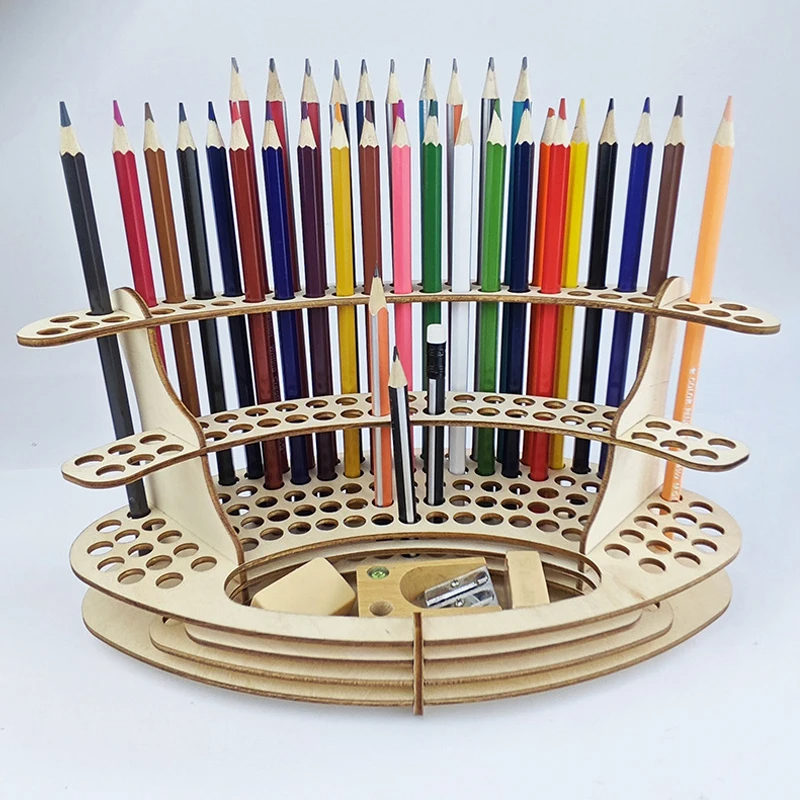 Porte-pinceau à peinture trous porte-pinceau en bois support organisateur de bureau aquarelle brosse plateau support pour crayons pinceaux