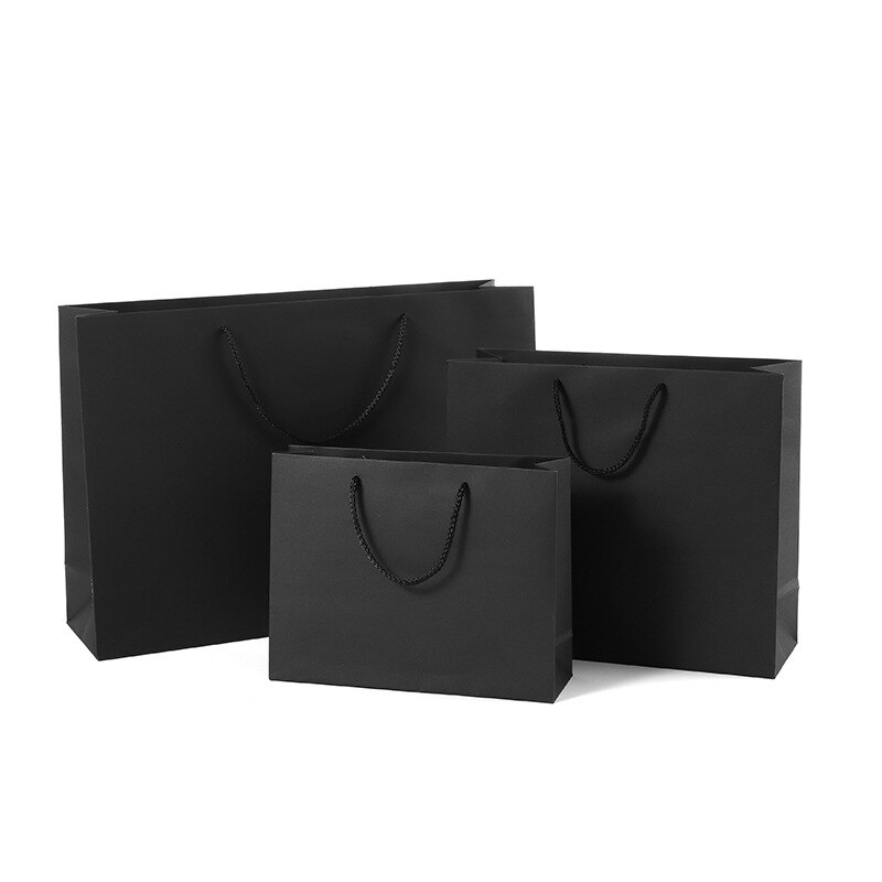 Zwarte Kraft Papieren Zak Met Handvatten Multi Grootte Festival Bag Voor Sieraden Birthday Party Bruiloft Decoratie Papier tas