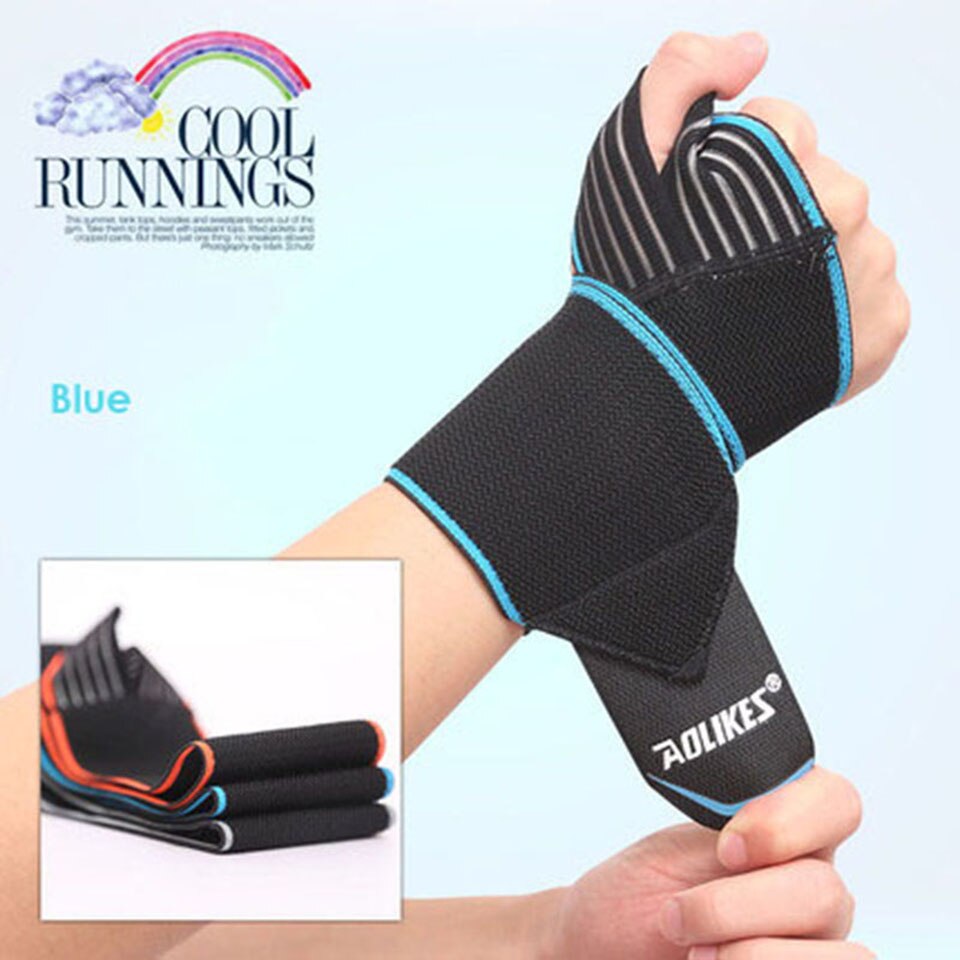 Aolikes 1Pcs Sport Pols Bands Polssteun Band Wraps Hand Verstuiking Herstel Polsband Voor Fietsen Tennis Gym Accessoires: Blue