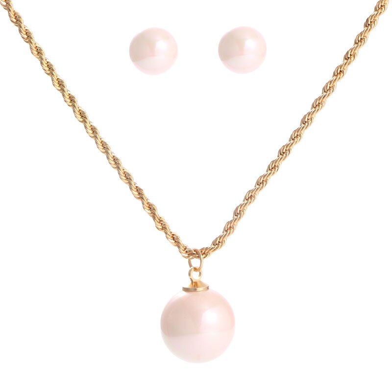 Dreamwork 8Colors Polynesian Hawaiian Samoa Marshall Style Glass Pearl Twisted Chain Necklace Pendant Dangle Stud Earrings Set: GJZ353F