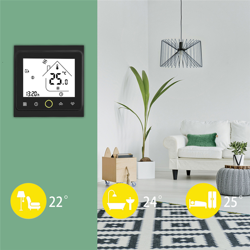 Thermostat Temperature control LCD Touch Screen Backlight for Electrical Heating 16A Weekly Programmable