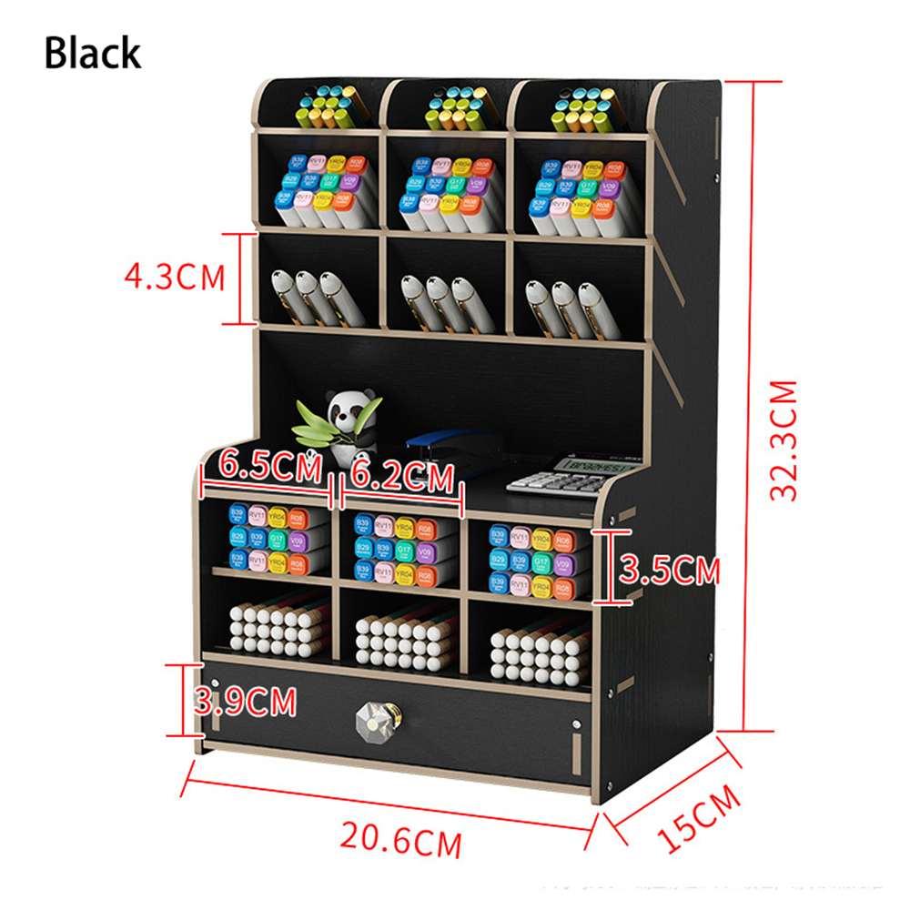 Multi-function Wooden Desktop Pen Holder Office School Stationery Storage Stand Case Desk Pen Pencil Organizer: G