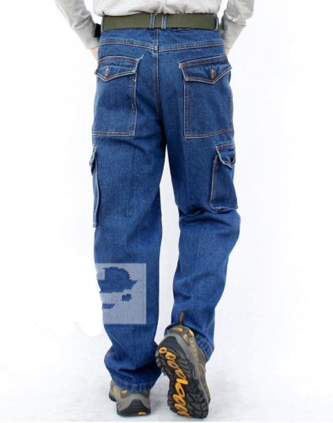 Pantalones vaqueros holgados para hombre, pantalón largo informal, de algodón, holgado, con bolsillos, a la , de talla grande XXXXL