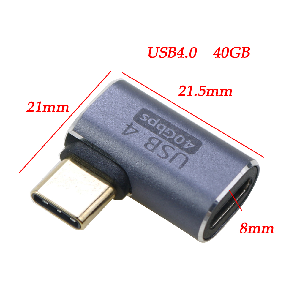 USB-C-Adapter U-förmiger gerader Winkel adapter Typ C Buchse zu Typ C Stecker 40 Gbit/s schneller Daten adapter Konverter Lade adapter: Lavendel