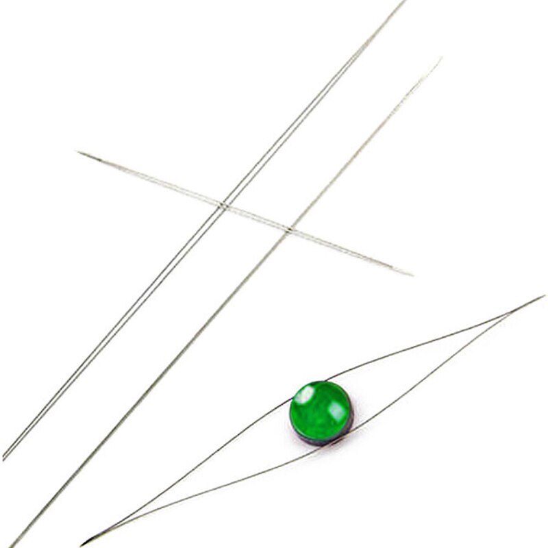 Aguja para abalorios bordada plegable de ojo grande de acero de 9 uds, agujas de costura de hilo de tamaños surtidos, herramienta de joyería
