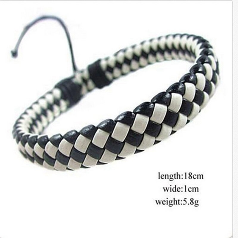 1pc Simple Hand-woven Leather Bracelet Bangle for Women Men Cuff Rope Chain Charms Bangles Gothic Braided Bracelet Jewelry: BK2