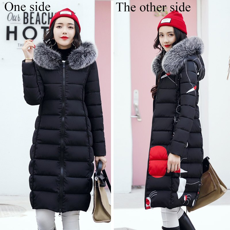 Winter dames capuchonjas met bontkraag, dikke warme lange jas, dames, plus size 3xl , bovenkleding, parka, dames, chaqueta feminino: Zwart / Ik