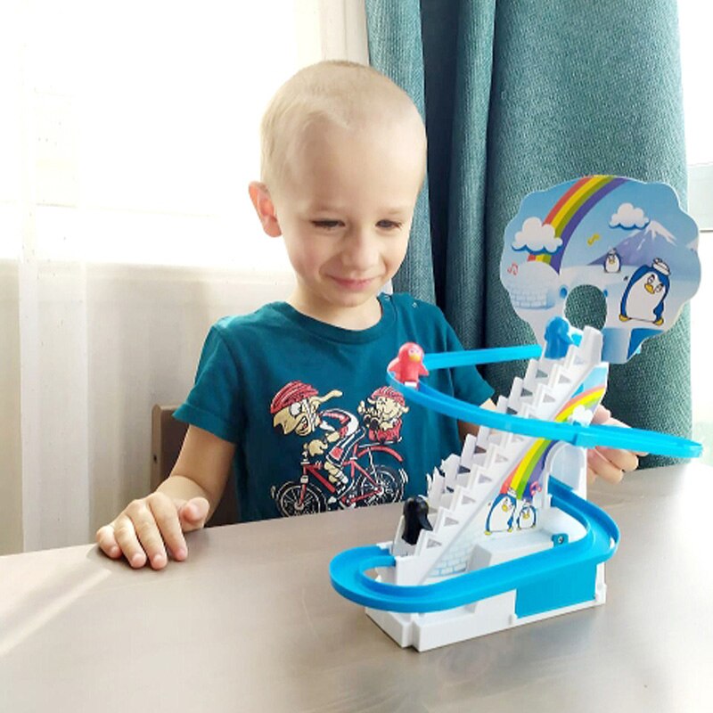 Grappige Pinguïn Traplopen Muziek Speelgoed Voor Kinderen Ouder-kind Puzzel Penguin Slide Interactief Speelgoed Elektrische Motorwagen Muziek