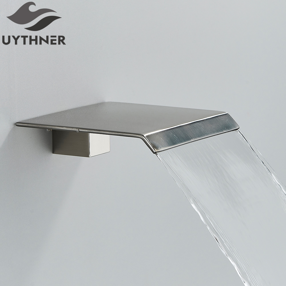 Brass Waterfall Faucet Spout Wall Mounted Bath Spout Bathroom Faucet Water Outlet Faucet Accessories Chrome/Golden/Black/nickel: MULTI