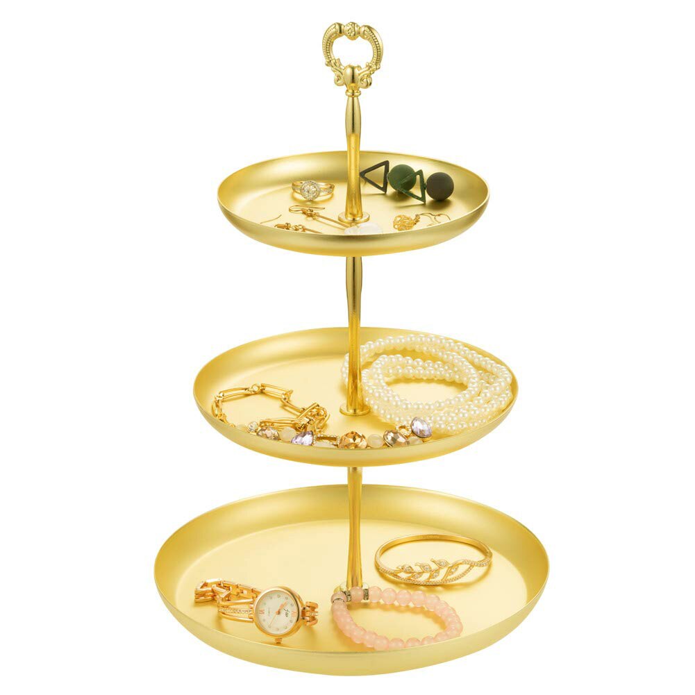 2 Tier/3 Tiers Dessertbord Feestartikelen Roatating Gouden Sieraden Standhouder Fruit Brood Plaat Cake Display: 3 Tiers