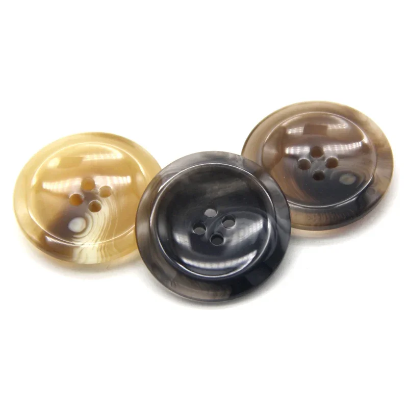 Botones marrones de cuerno Beige de resina esmaltada de 30mm para coser cárdigan para mujer, traje, abrigo, suéter, accesorios decorativos hechos a mano,
