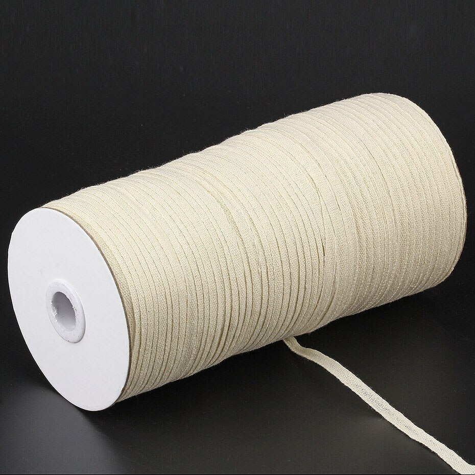 5Mm/7Mm Breedte Katoen Lint Tape 220/280/300 Meter Spanband Kledingstuk Naaien Accessoires Wit/beige/Zwart Voor Zak Kleding
