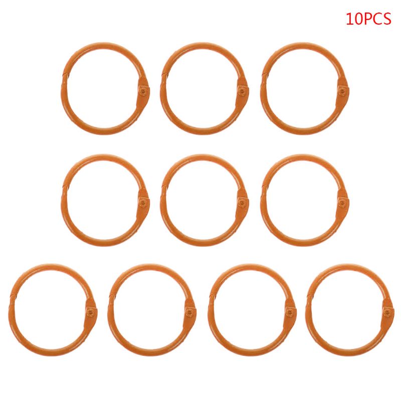 10pcs Metal Loose Leaf Binder Ring Book Hoops DIY Albums School Office Supplies Craft: Orange
