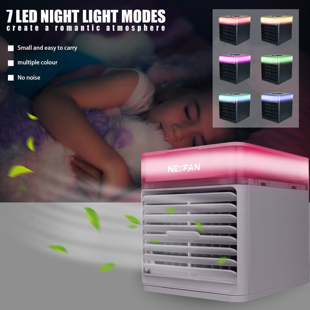 Nexfan Draagbare Bureau Ventilator Laag Geluidsniveau Multifunctionele Luchtkoeler Led Licht Usb Desk Fan 3 Speed Usb Air conditioner