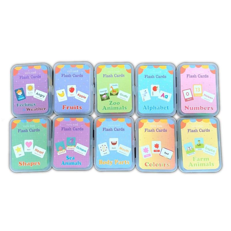 Montessori Cartoon Language Learning Cards Kids Early Development Learning Educational Language Training Ognitive Memory Cards