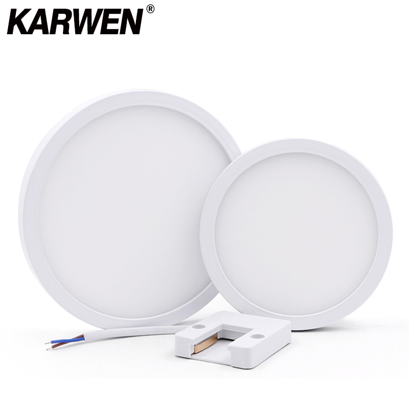 Karwen ledet taklys panel lys overflatemontert 6w 9w 13w 18w 24w ac 85-265v lampada ledet lampe innendørs moderne lys