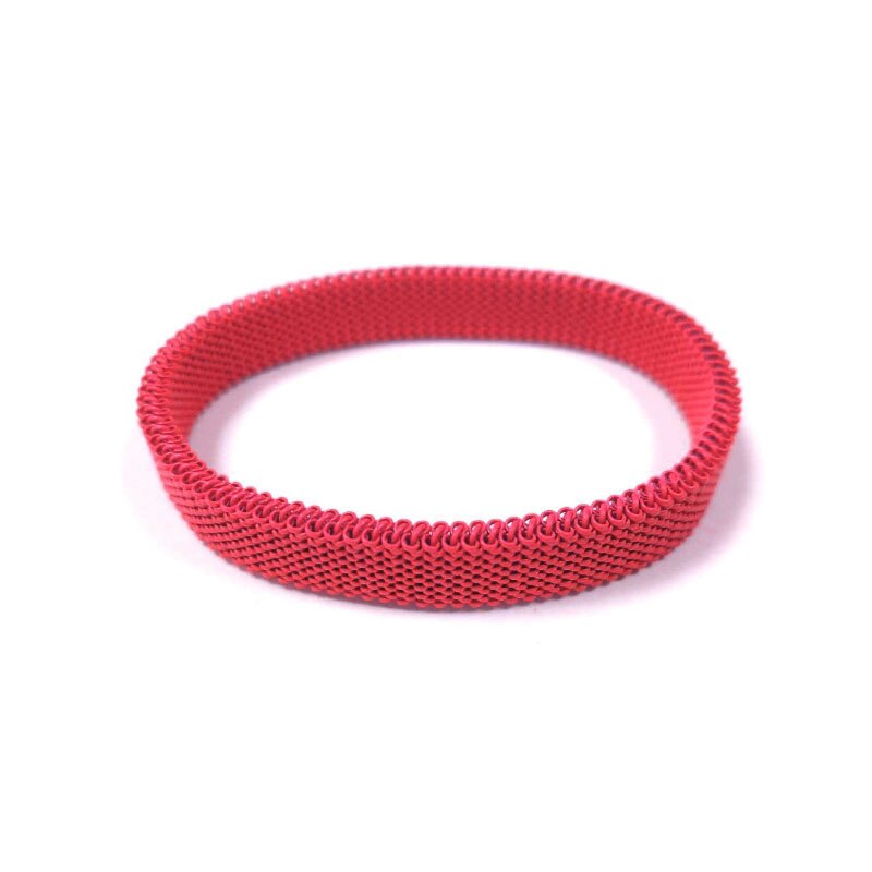 Charm Women Elastic Bracelet green Casual Steel Elastic Bracelets Jewelry Flexible Round Stainless Bangles: Red / 17cm