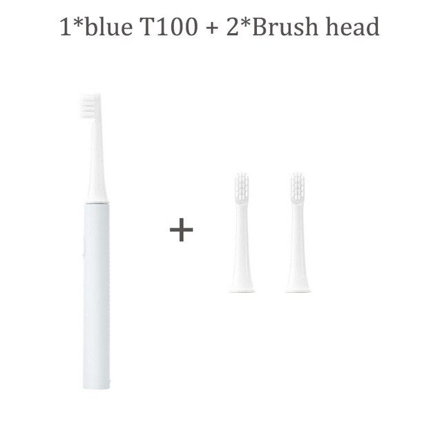 Original Xiaomi Mijia T100 Mi Smart Electric Toothbrush 46g 2 Speed Xiaomi Sonic Toothbrush Whitening Oral Care Zone Reminder: blue add 2 head