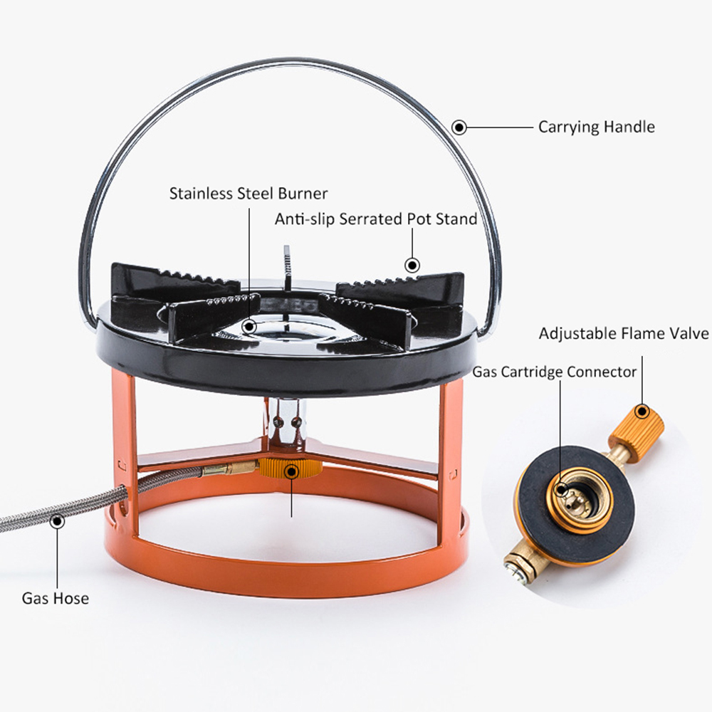 2700W Camping Gasfornuis Draagbare Outdoor Fornuis Gasbrander Mobiele Keuken Voor Camping Wandelen Backpacken Picknick